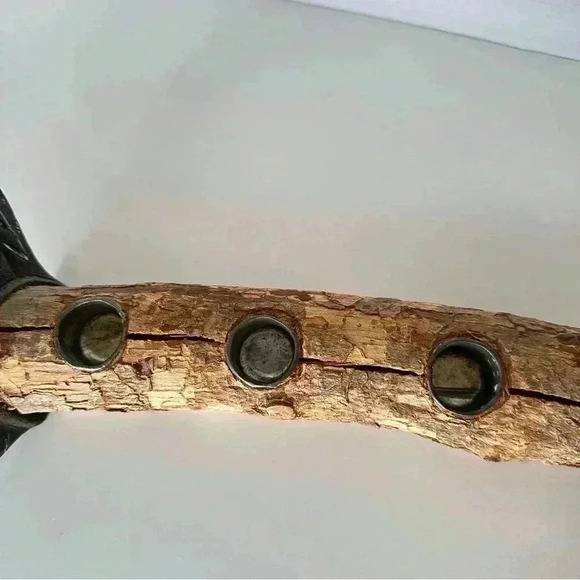 Turkey Tapered Candle Holder Centerpiece Carved Wood Branch Log Thanksgiving - Picture 8 of 16